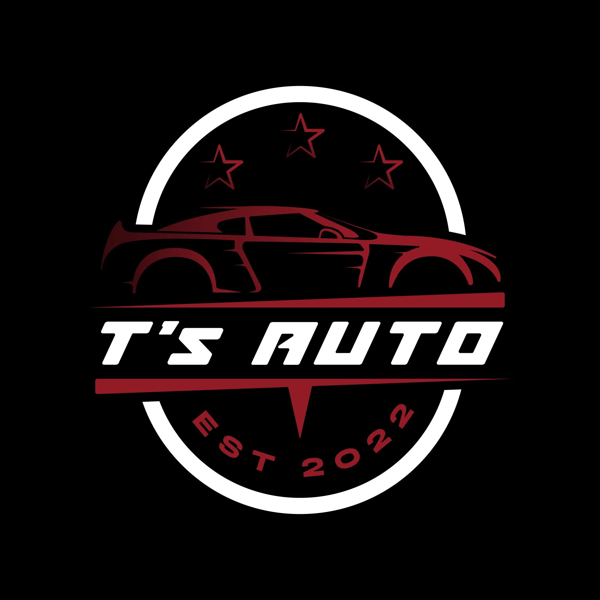 Stylized illustration of a sports car with a rainbow above it and three stars, with the text "It's Auto" at the bottom.