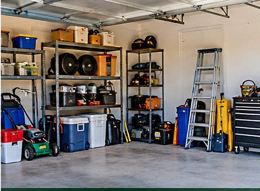 Garage with household items and clutter ready for professional cleanout
