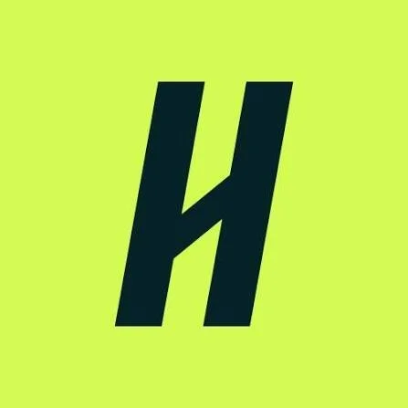 A stylized black letter 'H' on a bright yellow-green background.