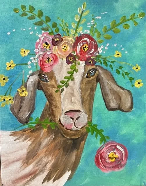 Goat in the Flower Garden
