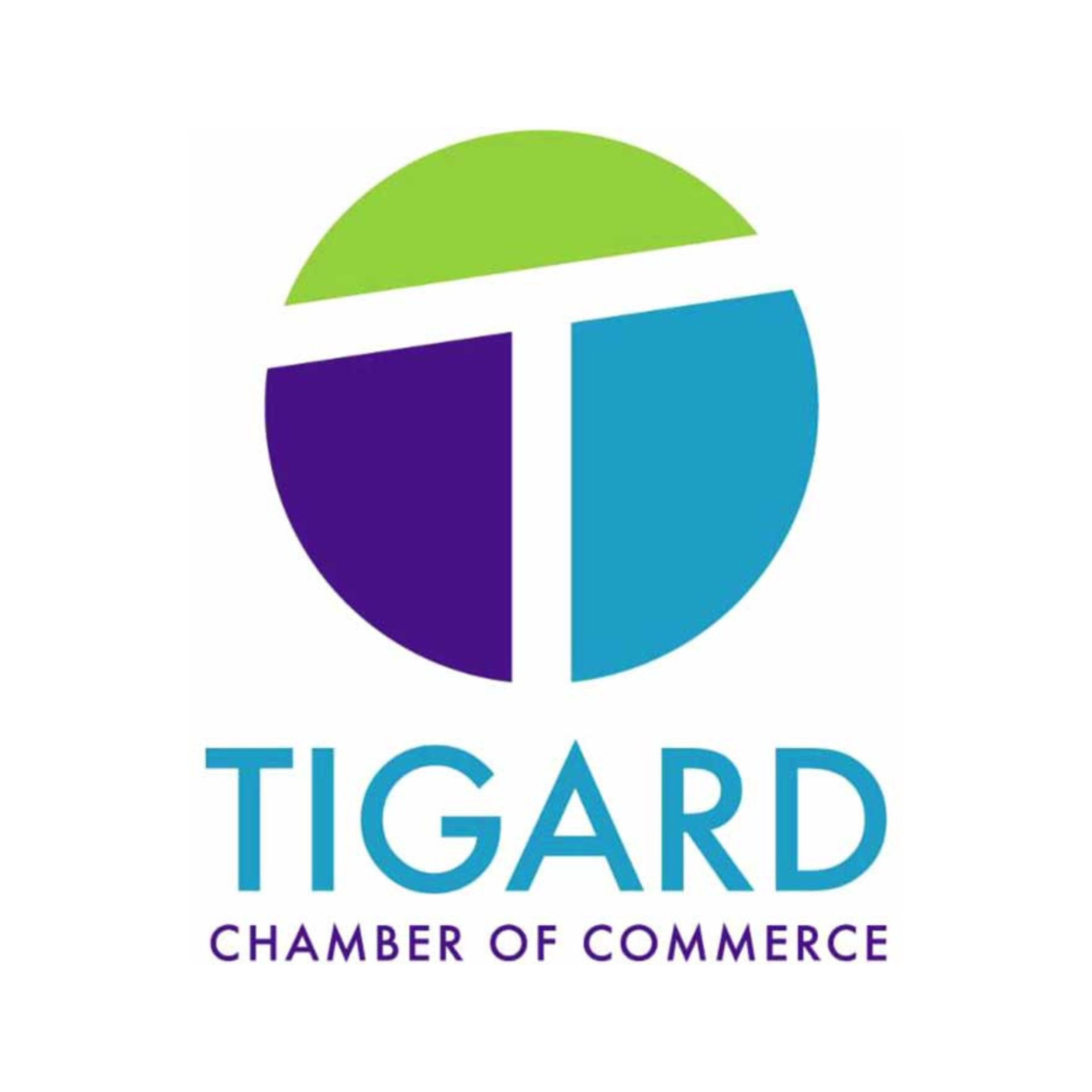 Logo of the Tulsa Chamber of Commerce, featuring a circular icon with green, purple, and blue sections, and the text 'TULSA CHAMBER OF COMMERCE' below in purple.