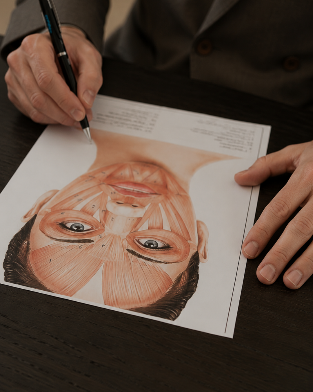 Sam McCreath explaining facial anatomy during a personalised aesthetic consultation in Canberra