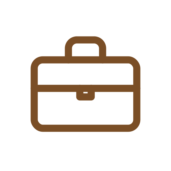 Brown briefcase icon on a black background