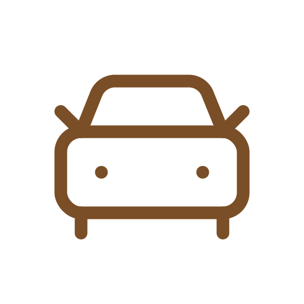 Brown front-view car icon on a black background