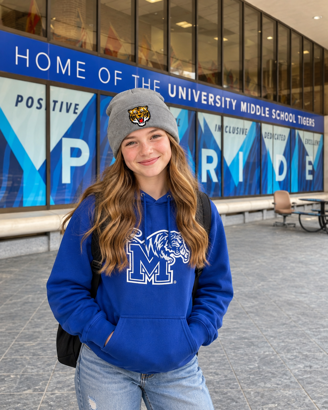 University Middle Tiger Gray Beanie