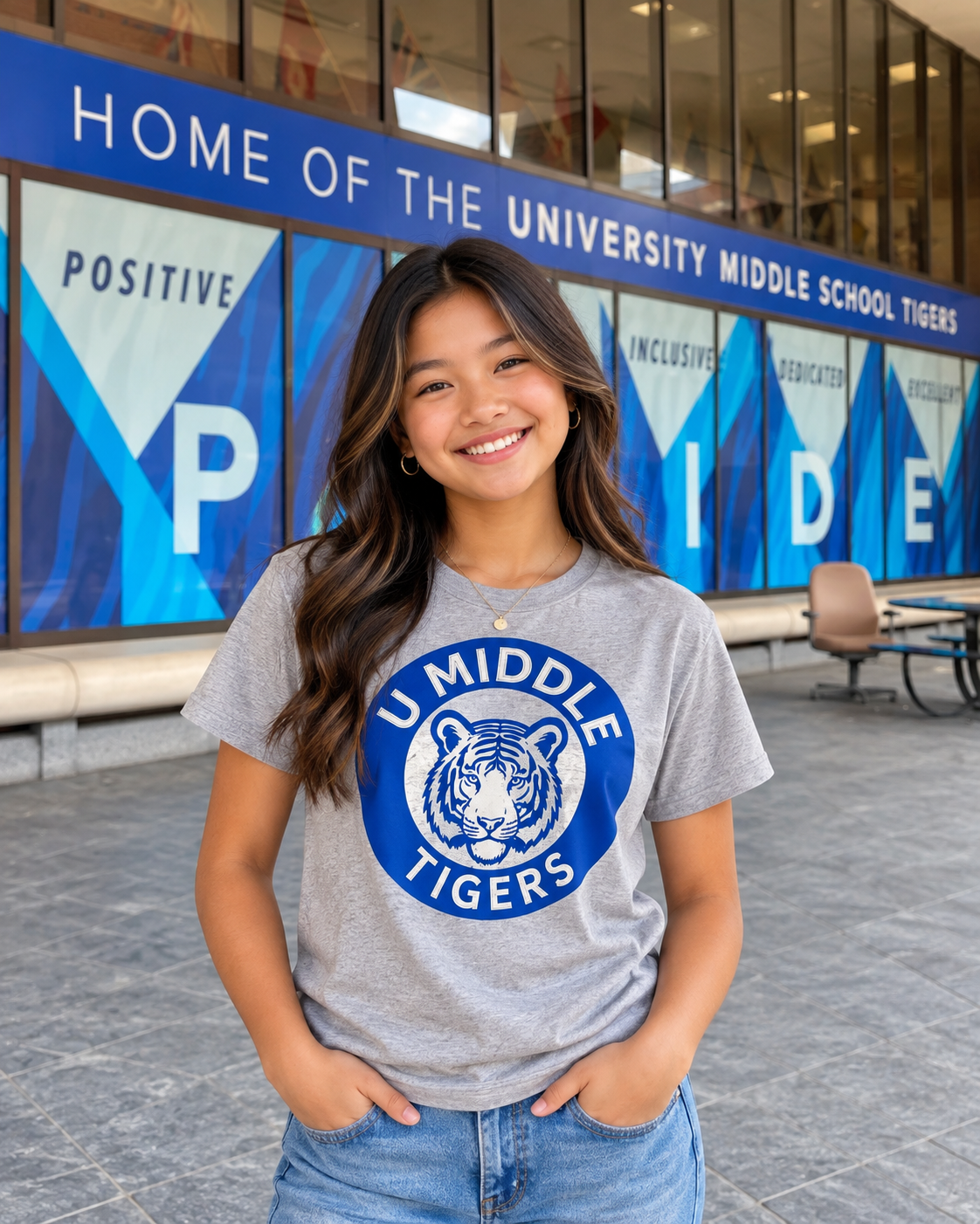 U Middle Tigers Circle Logo Tee – Gray