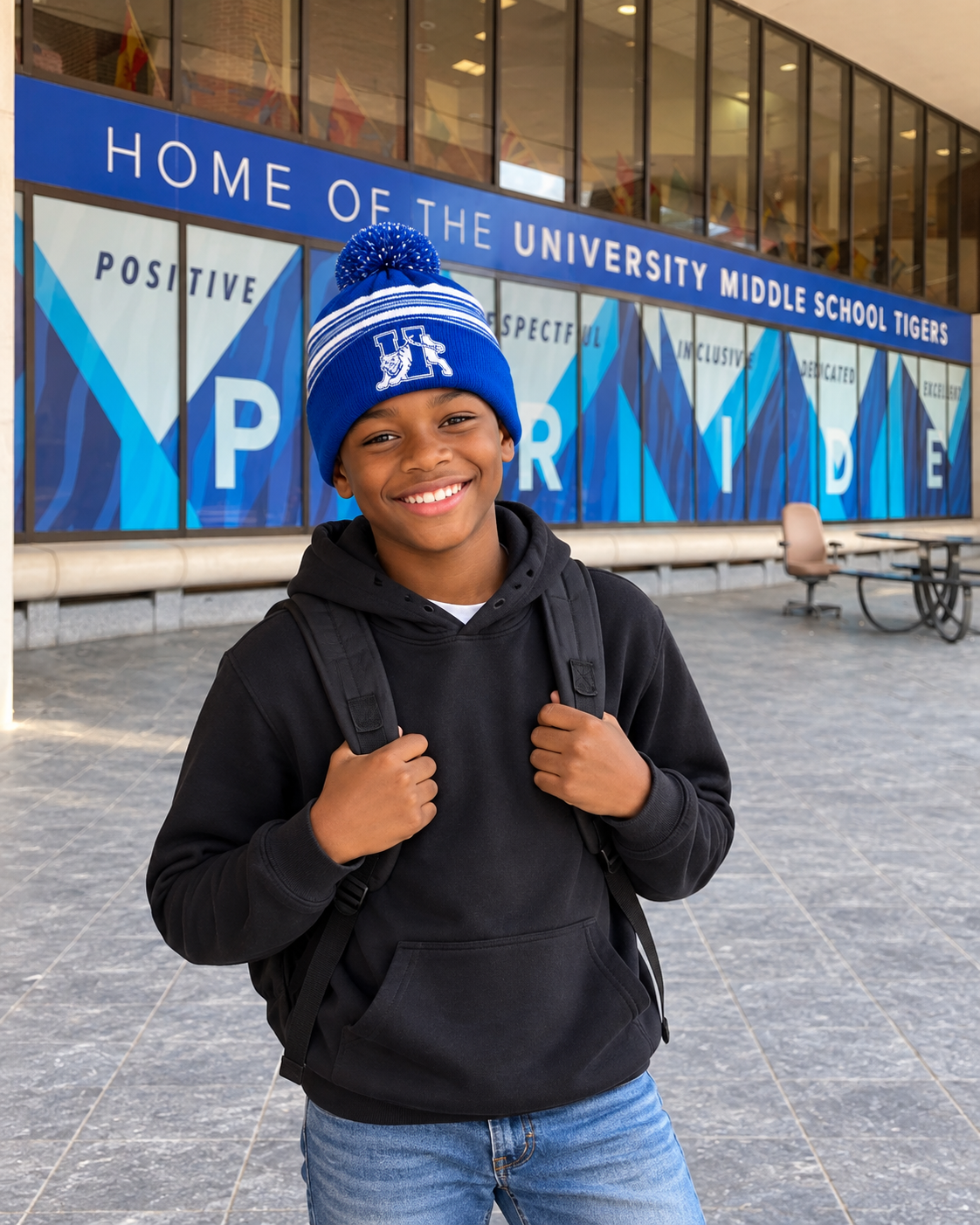 University Middle Tigers Pom Beanie