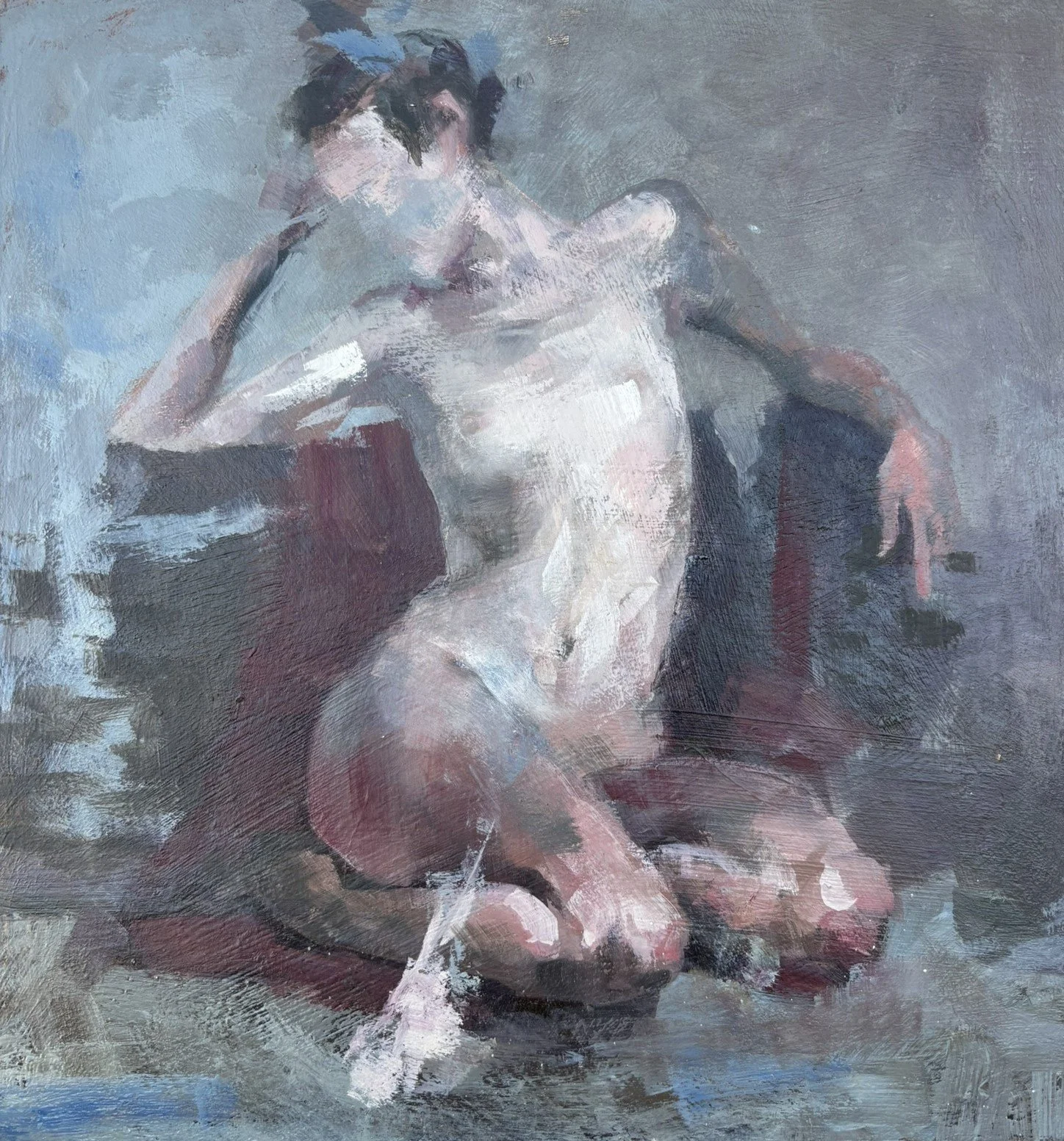 Girl Sitting on a Red Curtain - 11 X 12 in (2025)