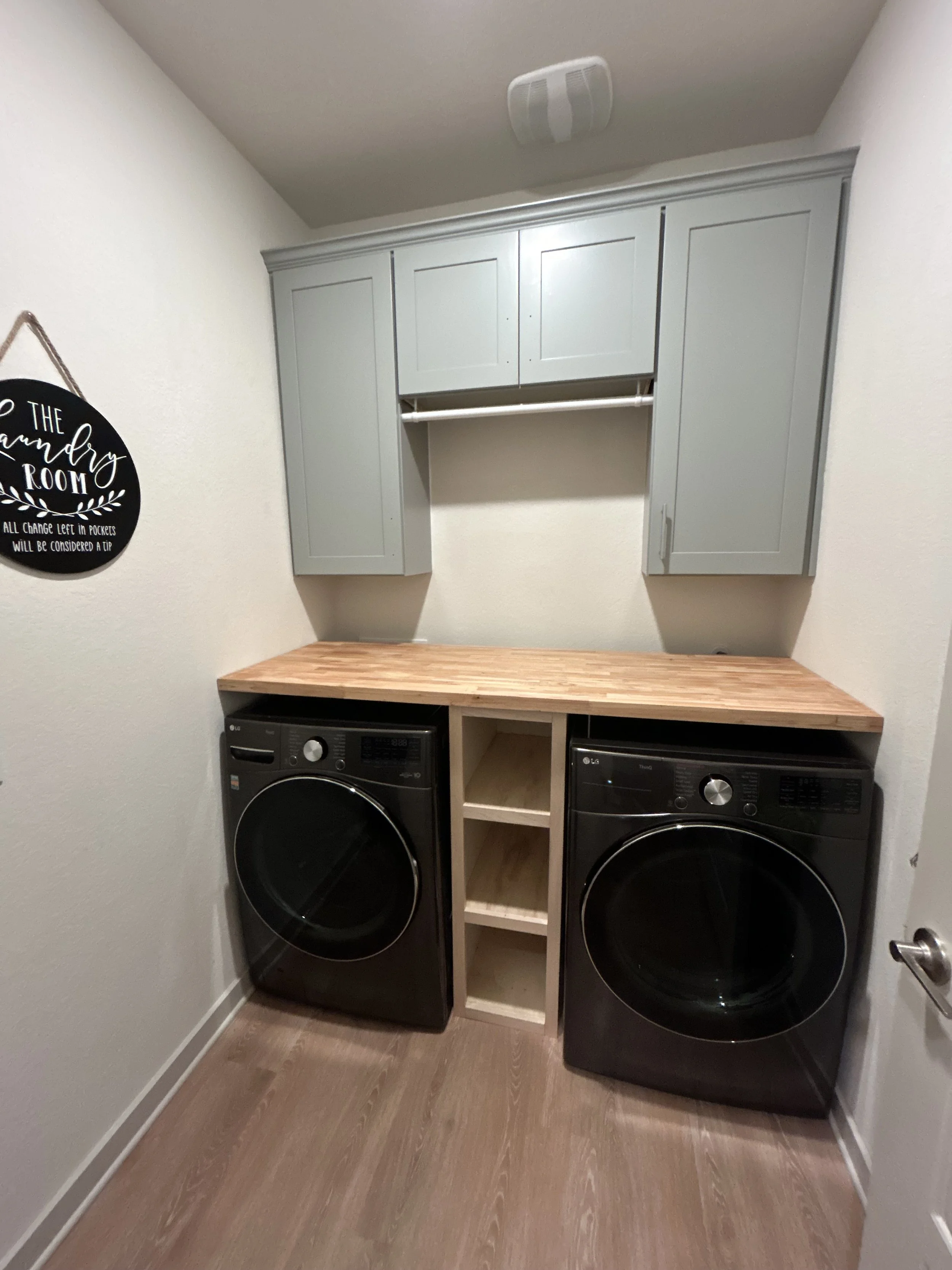 new construction home laundry room cabinet upgrade and additions in San Marcos texas