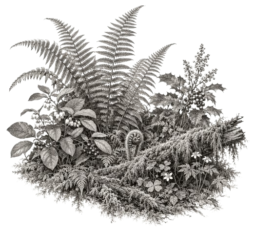 Antique botanical engraving of a tree