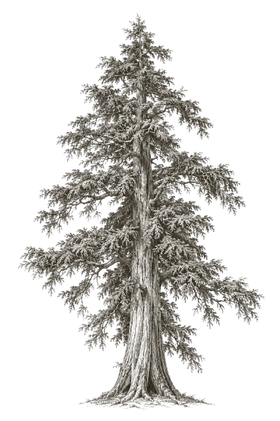 Antique engraving of a Sitka spruce