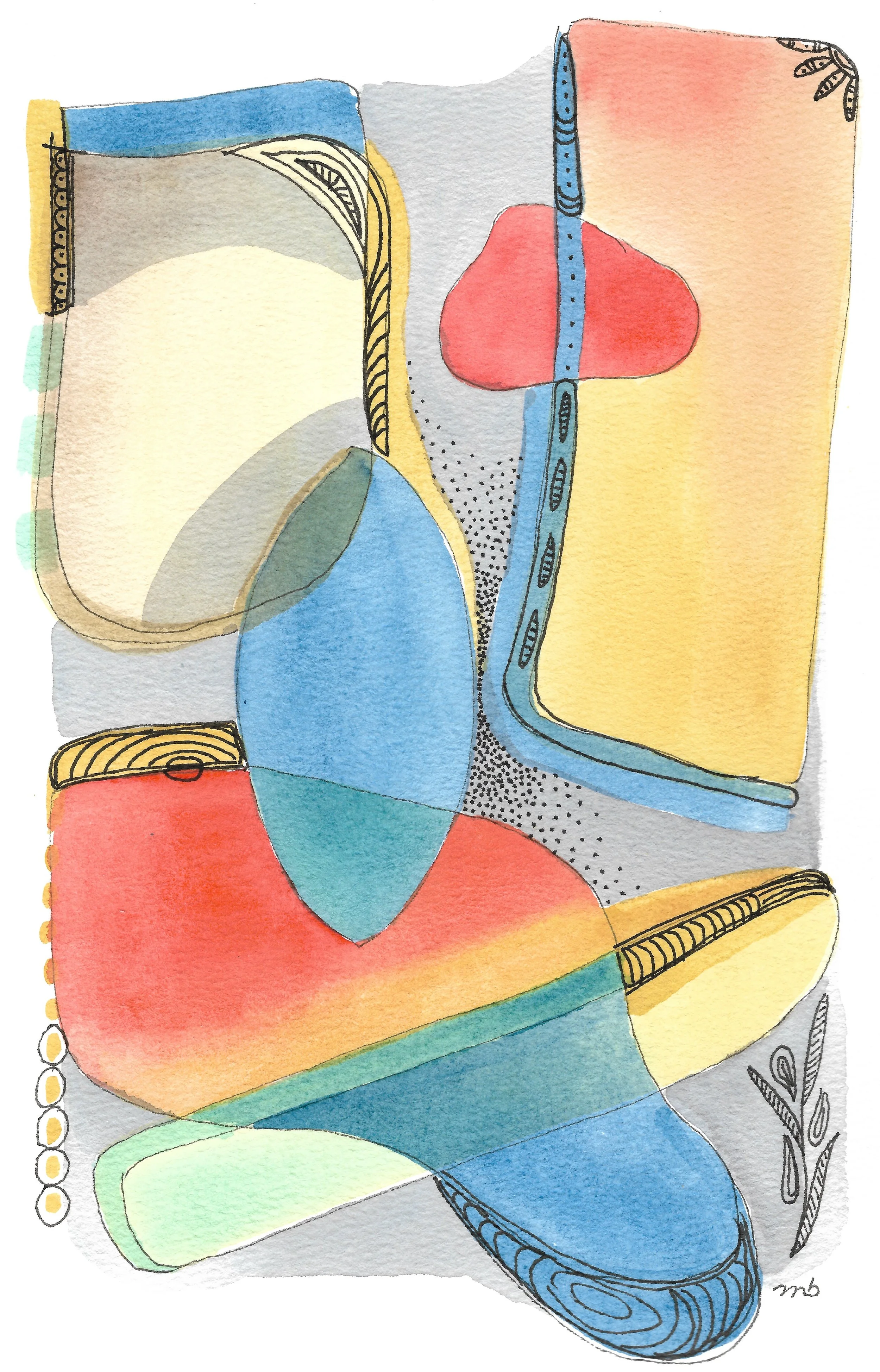 Kuarahy # 4  Vibrant Abstract Watercolor Painting  17 x 27 cm