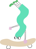 fun kids illustration, skateboarding
