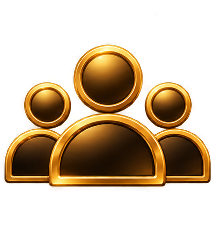 Icon of four gold-human silhouettes representing a group or team.