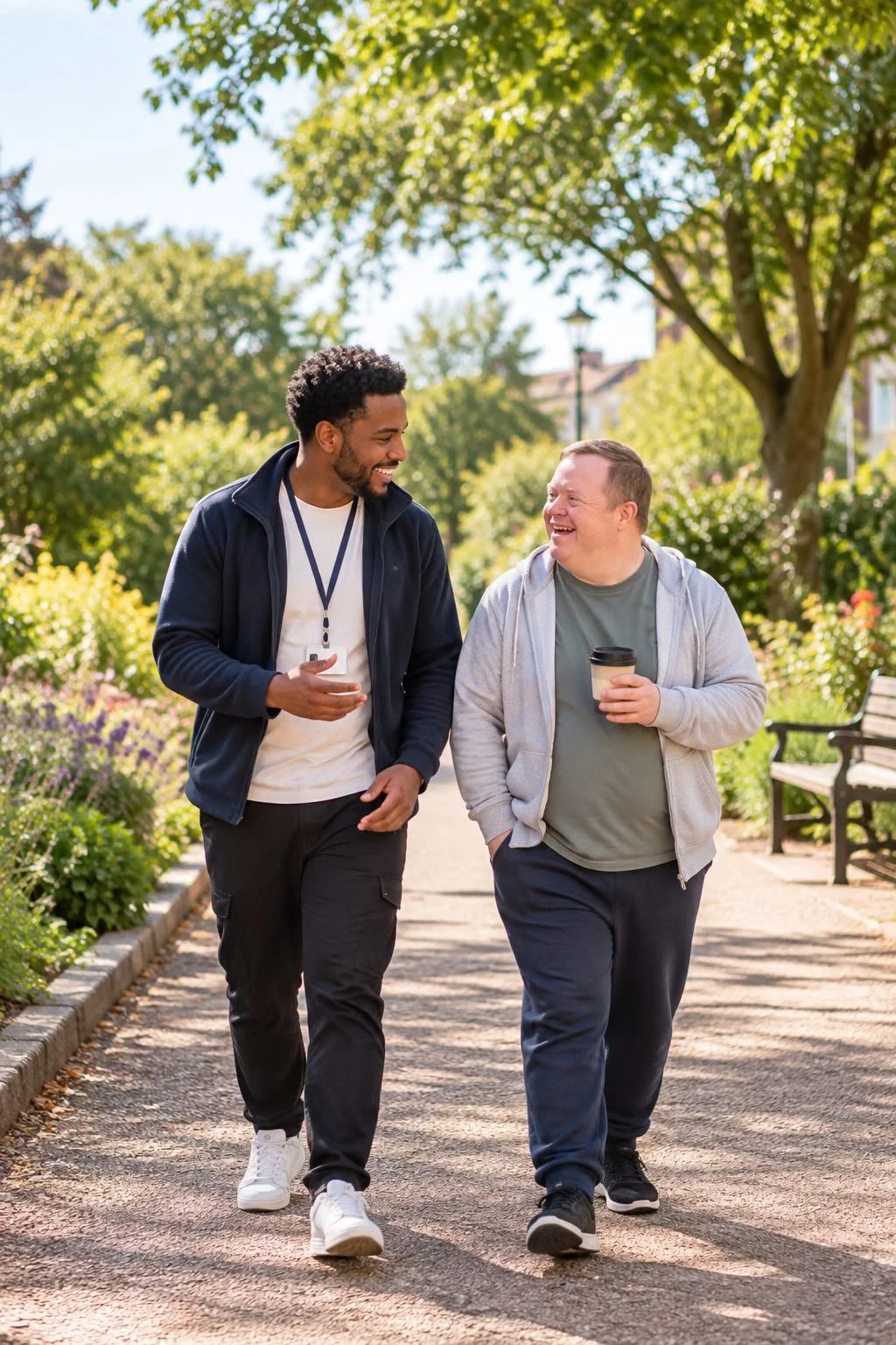 companionship support during a walk and conversation in the community