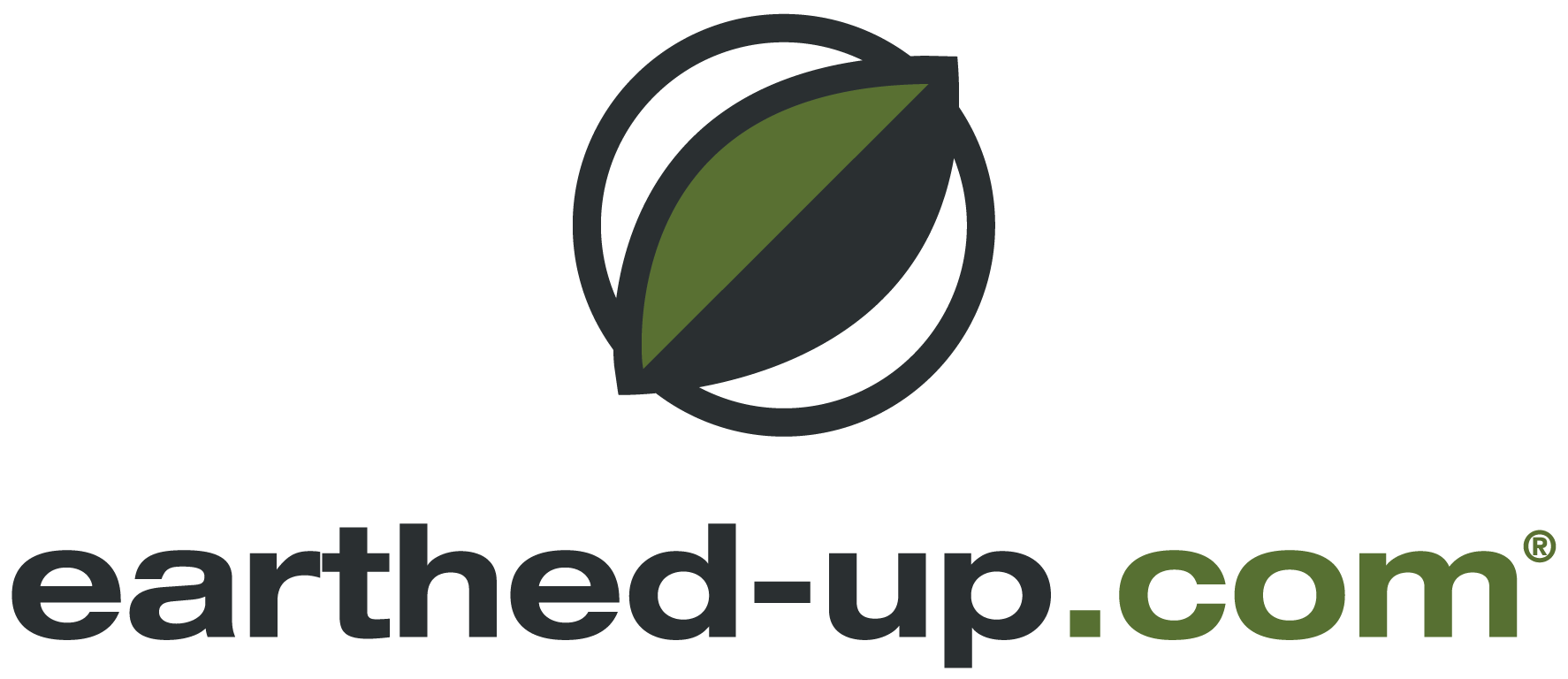 Logo for earthed-up.com with a stylized earth and leaf design.