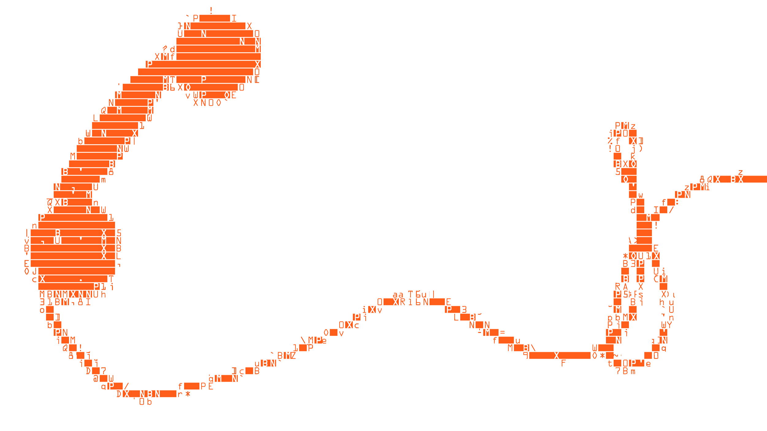 Orange ASCII art image of a snake on a black background.
