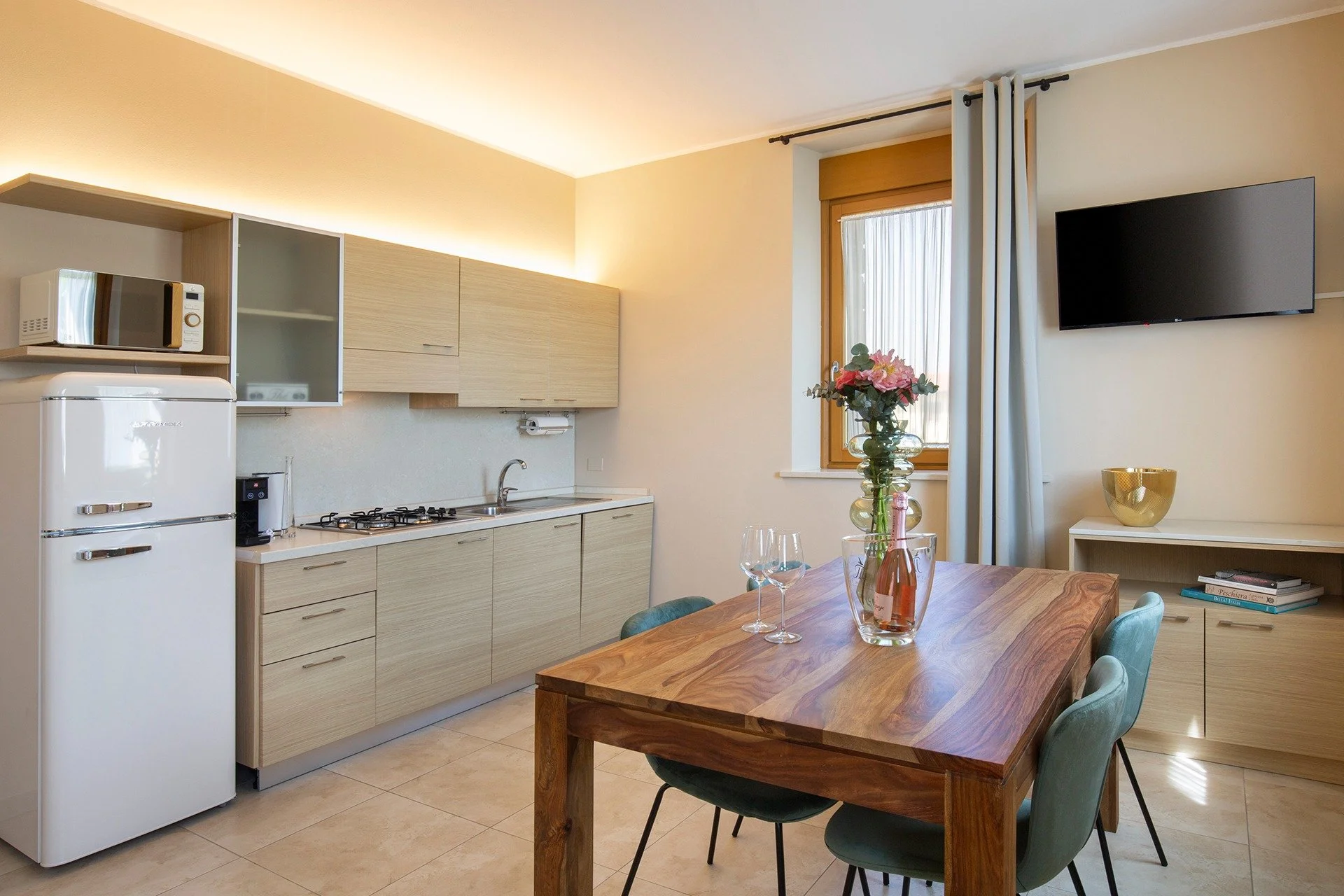 Kitchen and dining area of an apartment