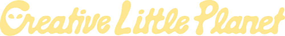 Yellow cursive text reading “Creative Little Planet” on a black background