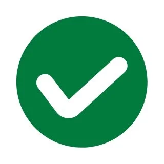 Green circle with a white check mark inside