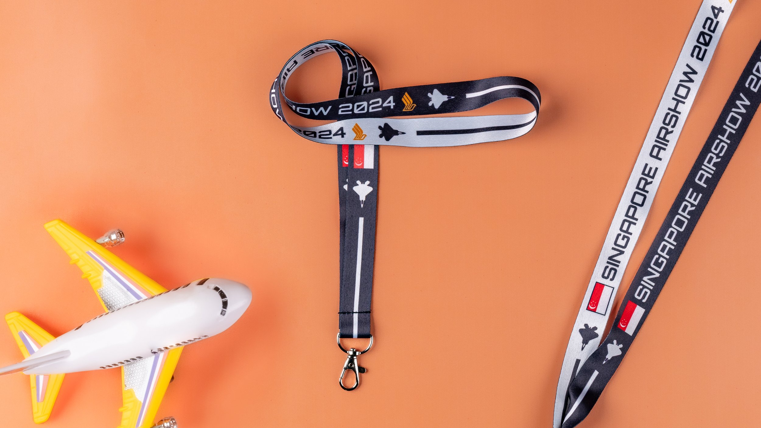 Airshow 2024 lanyards printed 
with fighter jet silhouettes