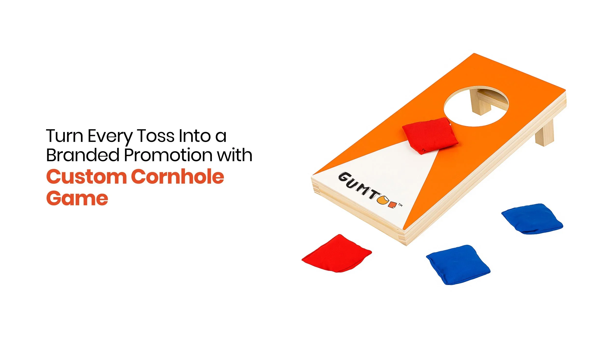 Custom cornhole game set with printed branded boards and bean bags, party game for corporate events and family days, Malaysia