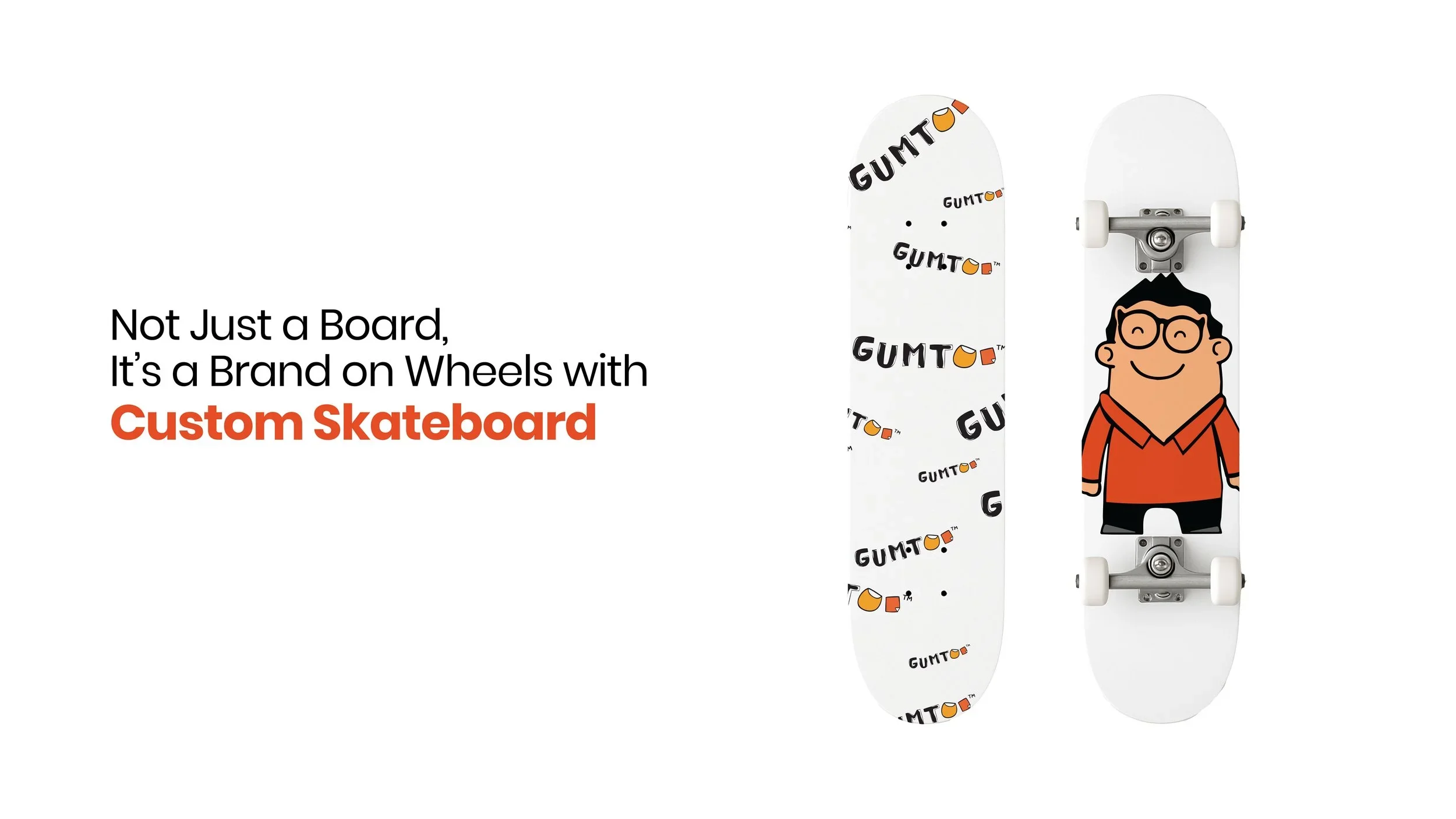 Custom printed skateboard deck with branded artwork, lifestyle merchandise for youth campaigns and brand launches, Malaysia