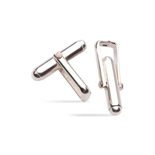 Round bullet cufflink backing with a rounded pivoting bar