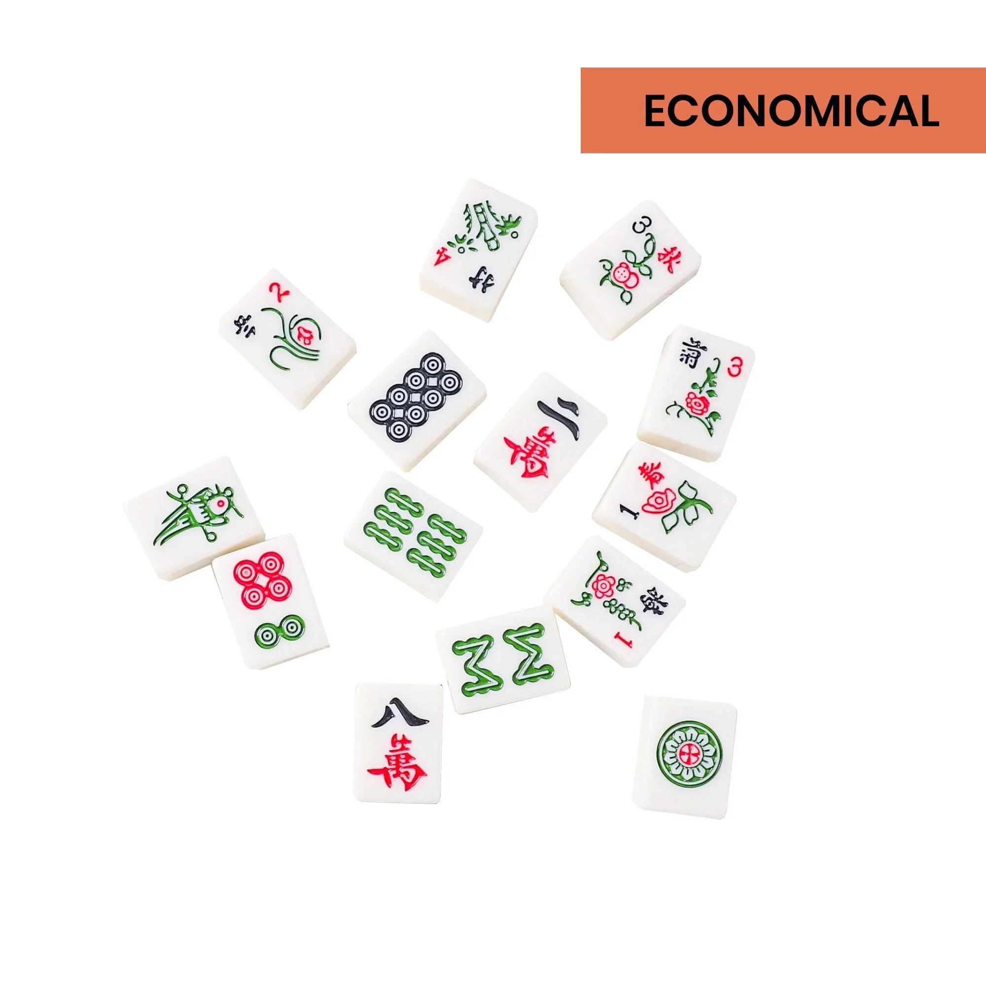 Custom plastic mahjong tiles with a custom base colour and full-surface printed design, branded tile set, Malaysia