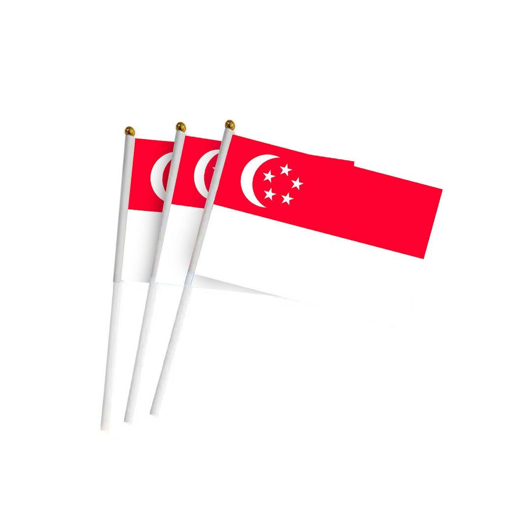 Custom polyester hand flags printed with a national flag design, durable weather-resistant matte flags for outdoor events, retail merchandise Malaysia