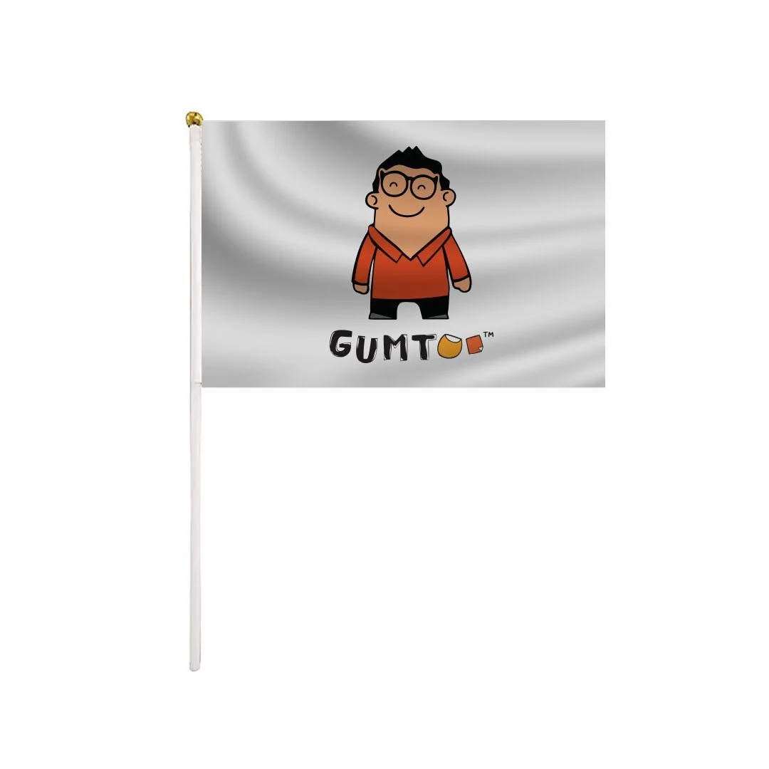 Large custom-size flag with printed logo on a pole, made-to-measure flag for stages and brand displays, retail merchandise Malaysia