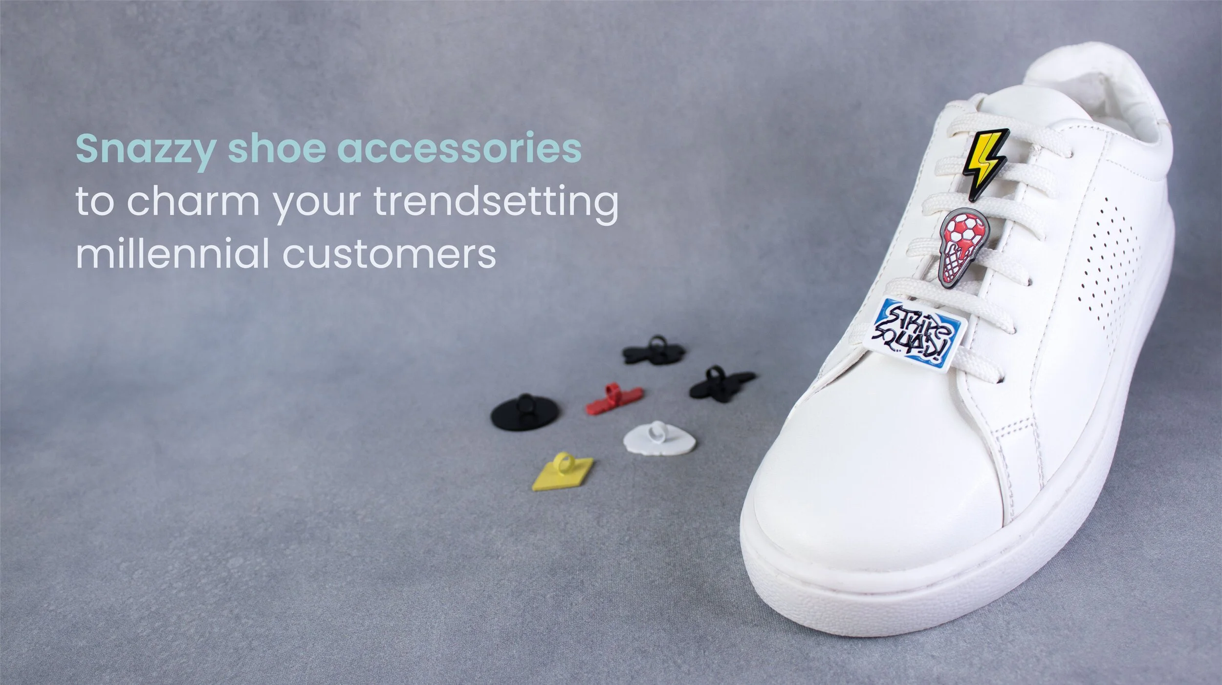 Snazzy shoe accessories to charm your trendsetting millennial customers — charms on a white sneaker
