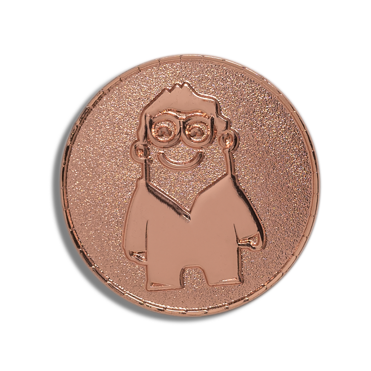 Rose gold plating finish on a custom medal