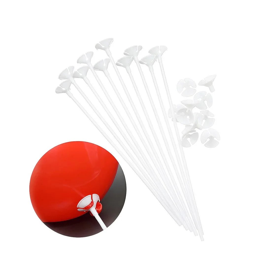 White plastic balloon sticks and cups for custom foil balloons, cost-effective option for bulk handouts, retail merchandise Malaysia
