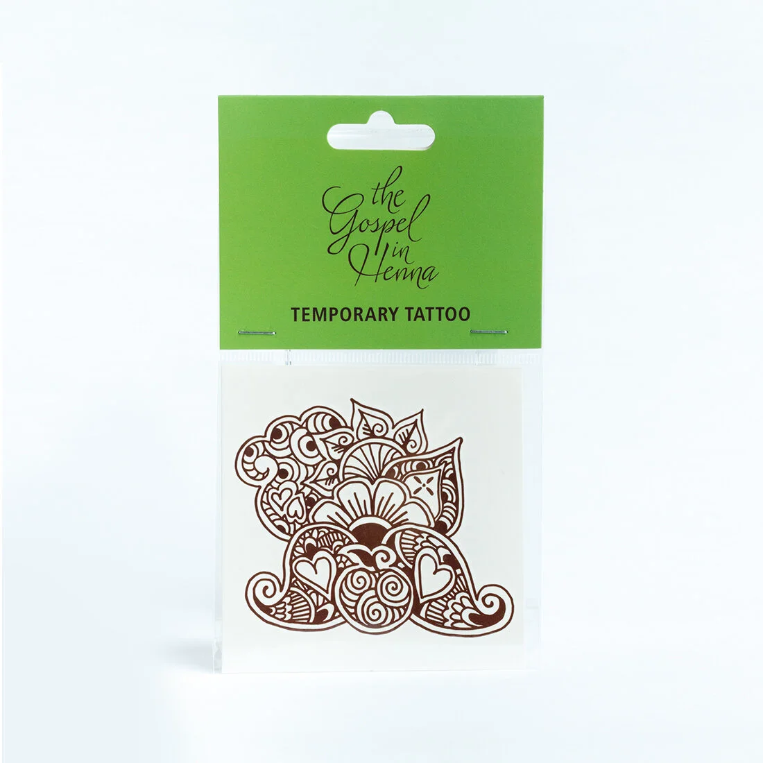 Custom temporary tattoo in branded header card packaging