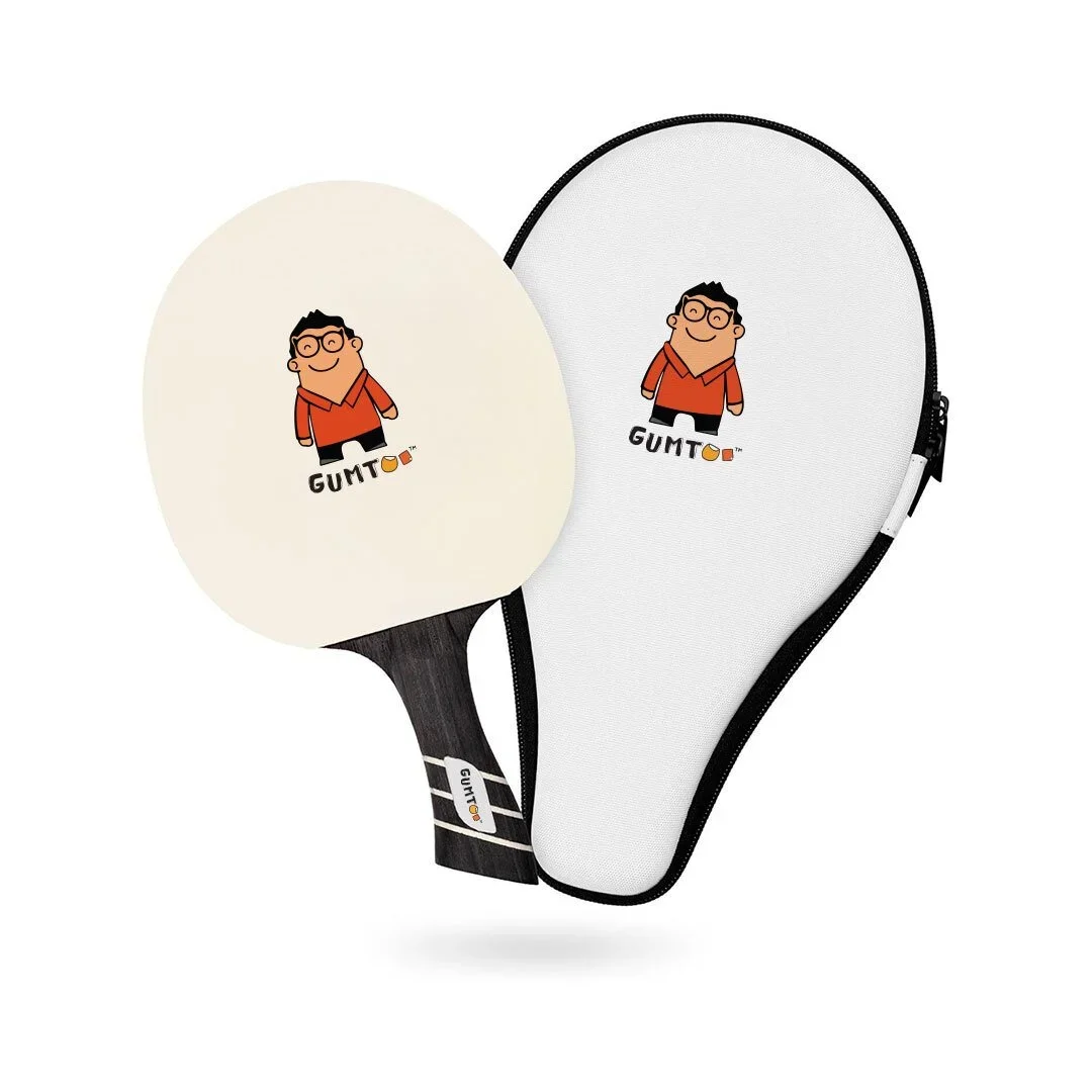 Custom table tennis racquet with white premium carry case printed with logo, cushioned case for executive gifts, retail merchandise Malaysia