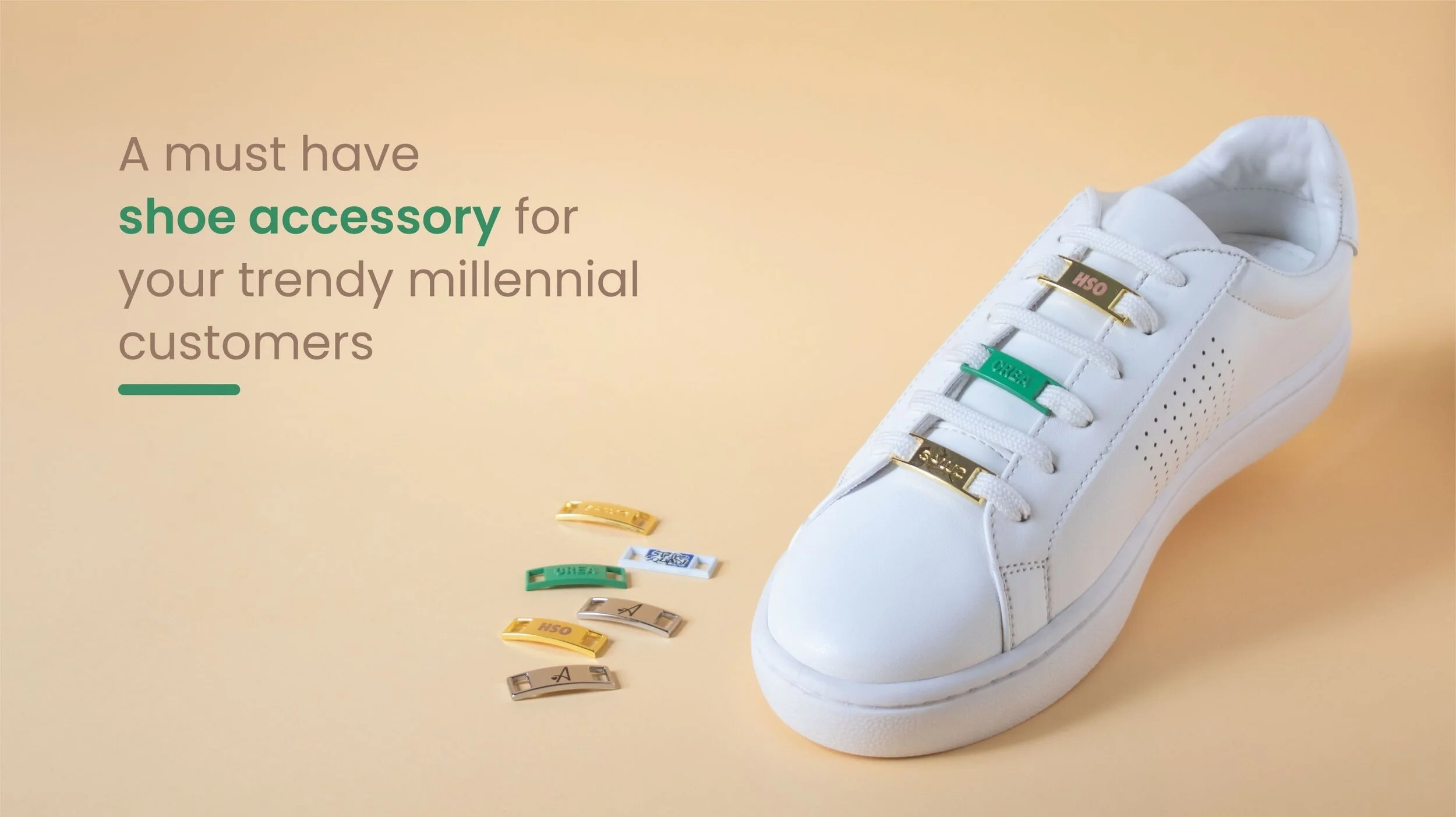 A must have shoe accessory for your trendy millennial customers — custom dubraes on a white sneaker