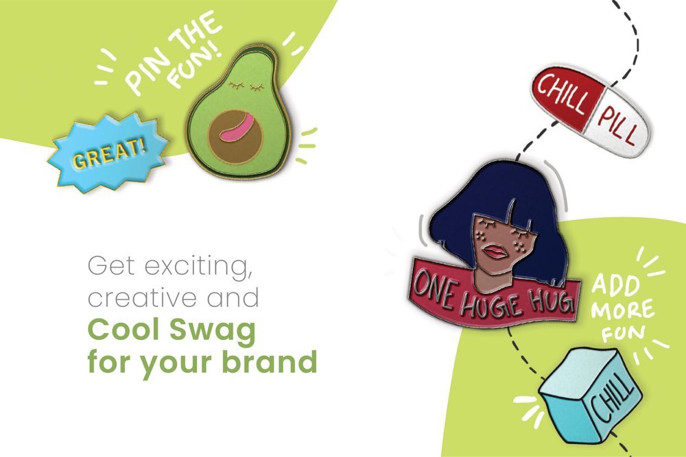 Custom enamel pins in assorted shapes and colours made for Malaysian brands