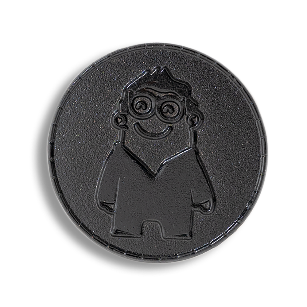 Black dye plating finish on a custom enamel pin