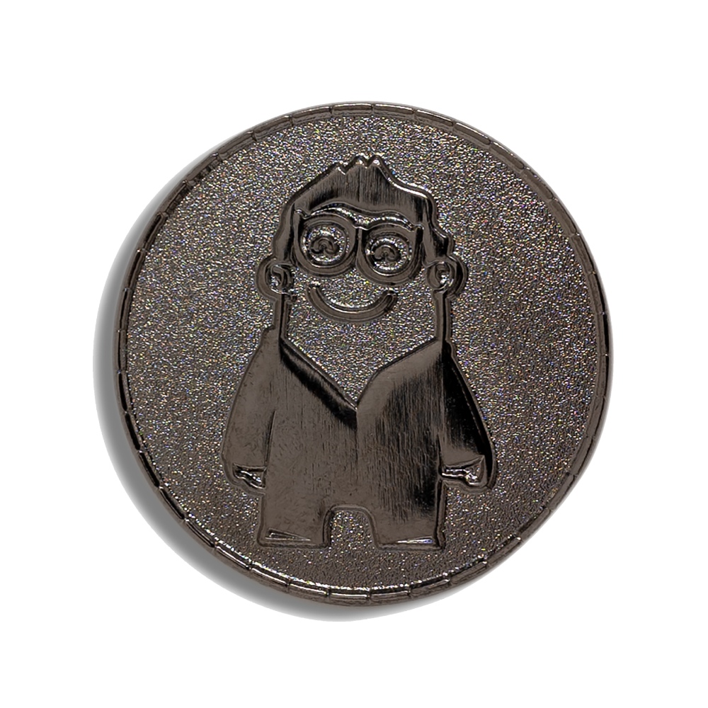 Black nickel plating finish on a custom enamel pin