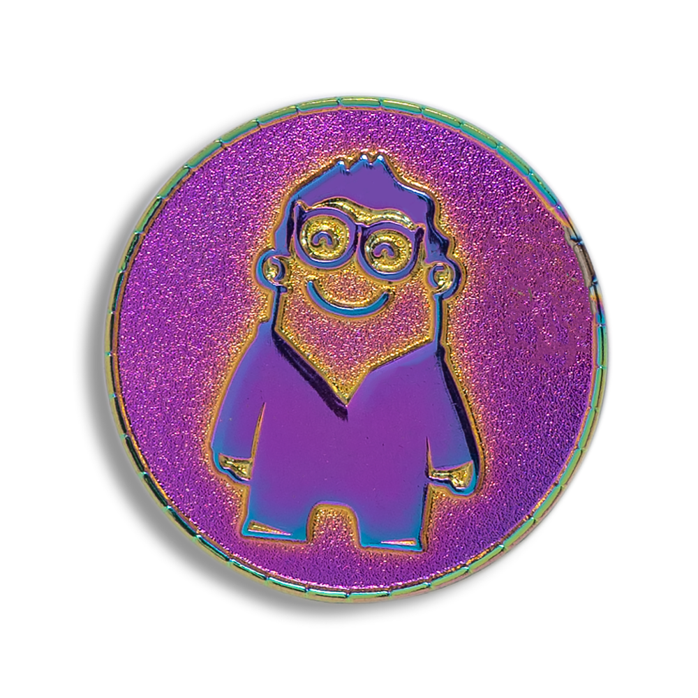 Rainbow anodised plating finish on a custom enamel pin