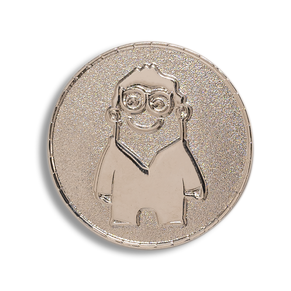 Silver plating finish on a custom enamel pin