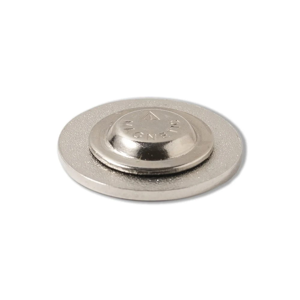 Magnetic clutch backing for wearing an enamel pin without piercing fabric
