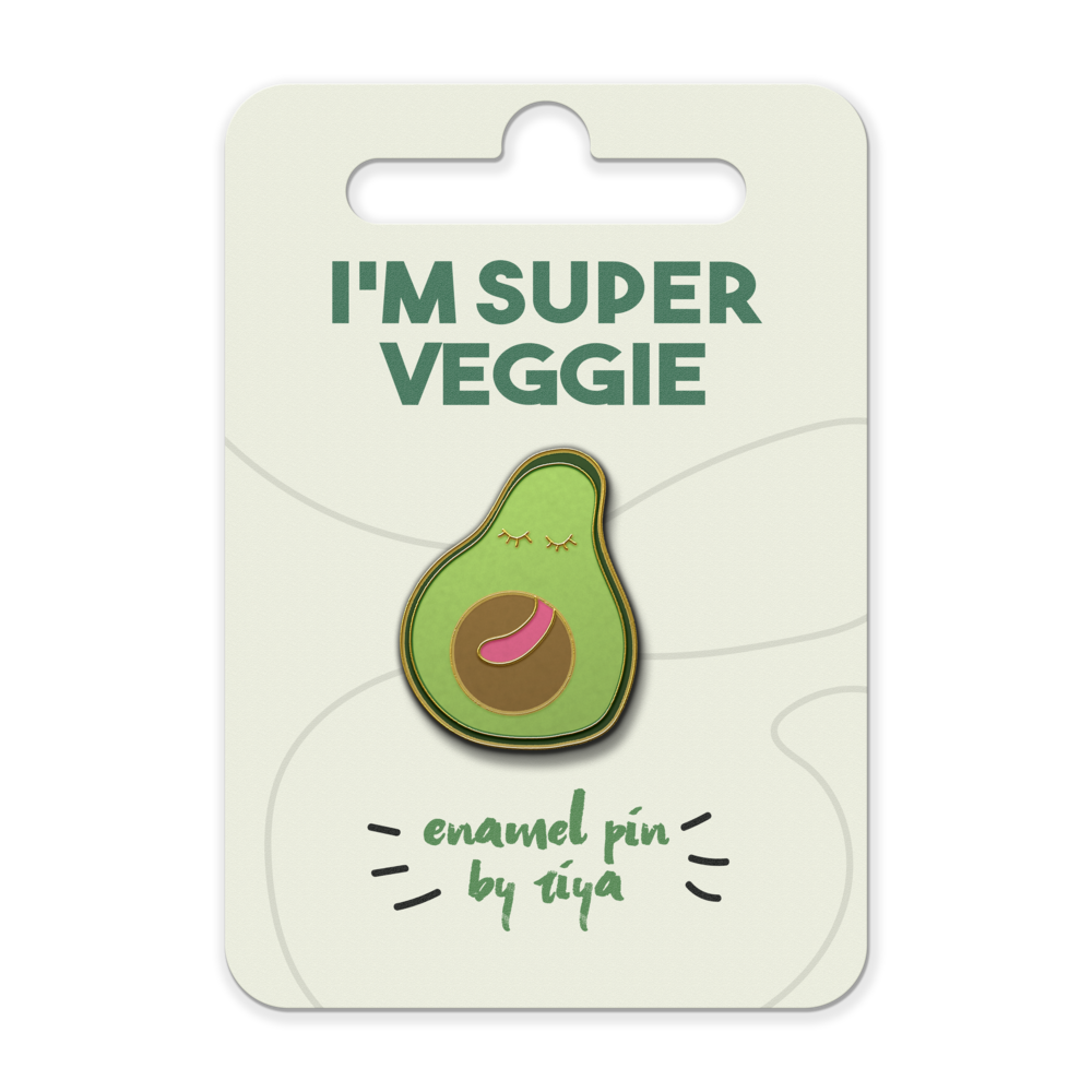 Enamel pin mounted on a printed backing card for retail-ready packaging