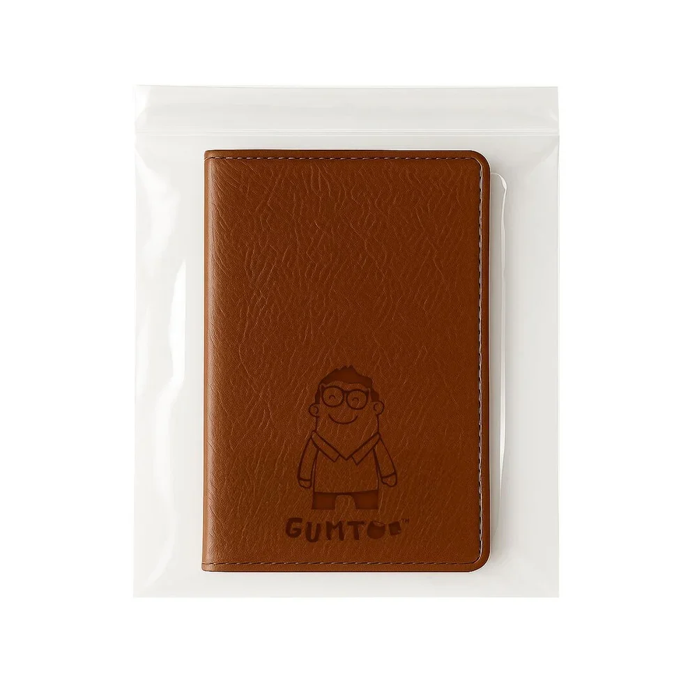 Custom leather golf score card holder with debossed logo in a clear OPP bag, bulk packaging for tournament giveaways, Malaysia