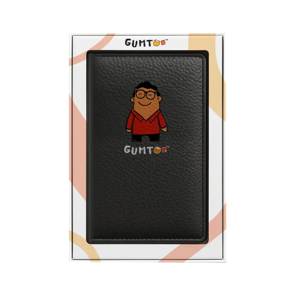 Black custom golf score card holder with full-colour printed logo in a branded window gift box, premium packaging for corporate gifting, Malaysia