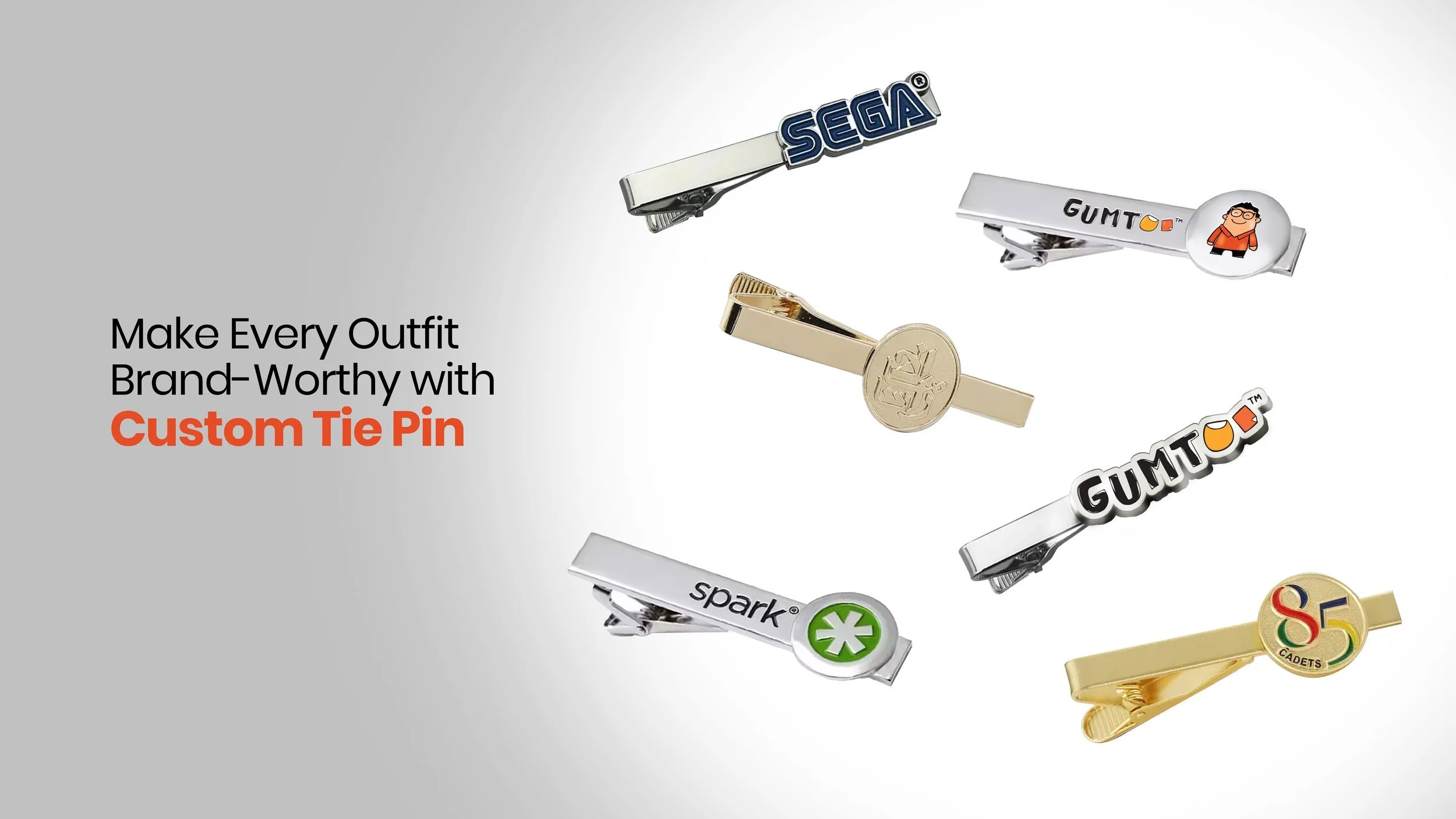Custom tie pins Malaysia: personalised metal tie clips with company logos and enamel designs