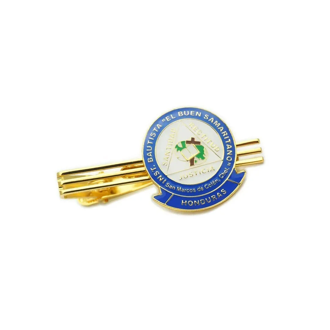 Brass custom tie  pin with a  polished gold- tone finish
