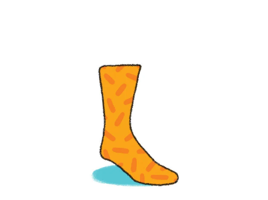Illustration of a crew length sock reaching mid-calf, the most popular custom sock length