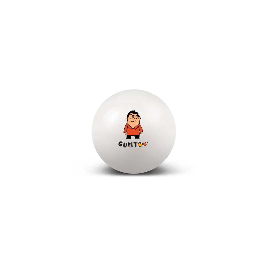White custom stress ball with full-colour heat transfer logo print, vibrant branding for detailed designs, retail merchandise Malaysia